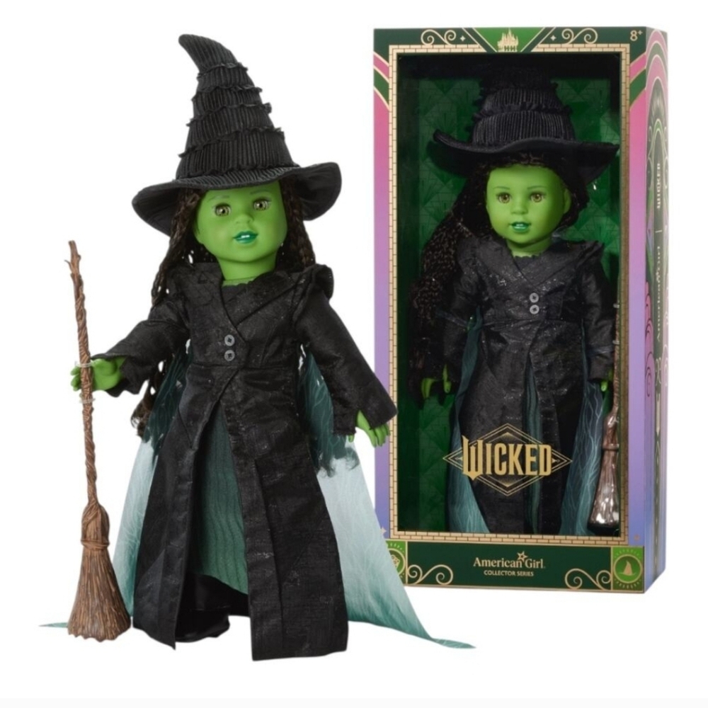 American Girl Wicked Elphaba Witch Doll with Black Outfit and Green Skin